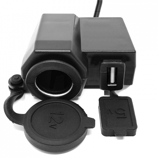 USB зарядка для мото 2.1А з прикурювачем на кермо