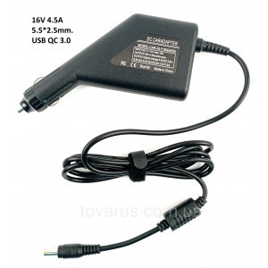 Автомобільний адаптер живлення 16V Panasonic Asus Acer Toshiba з додатковим USB 3.0 QC