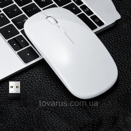 Бездротова акумуляторна Bluetooth+USB адаптер мишка, біла